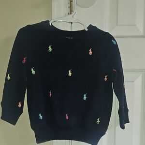 Ralph Lauren POLO Navy Blue Sweater with Colorful Embroidery
